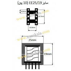 ابعاد قرقره و هسته سایز EE25